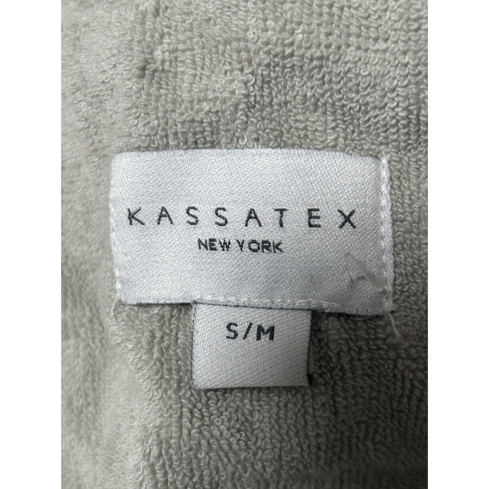 Kassatex New York Gray Waffle Cotton Robe S/M Memaw Embroidered Turkey - Iw View 6